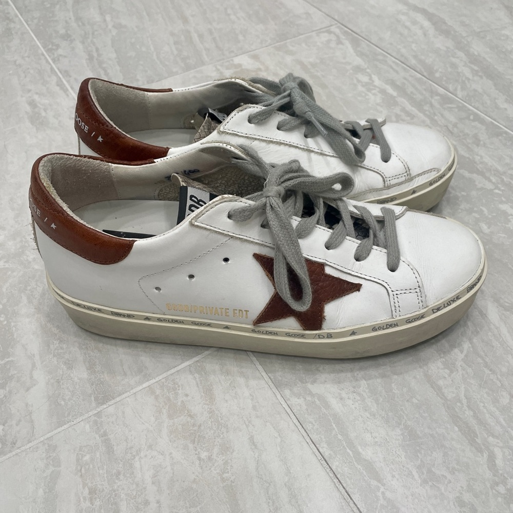Golden Goose - High Star - White w/ brown Star - size 37
